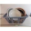 Image 1 : (3) porcelain Bowls - (2) Metal bowls - Purse - Laundry Basket