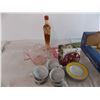Image 3 : Misc. Glasses - Cup & Saucers - Pink Glass Dish - Cast Napkin Holder