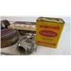 Image 2 : Canteen - Grinder - Morton's Meat Cure Tin - Ford Service Box - Whiskey Container