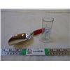Image 1 : Classic Wood Handle Sugar Scoop (Like New 1/4 cup) + Shot Glass (Elbow Hotel)