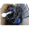 Image 2 : Box of assorted wiring,flashlight,lamp,msc. As pictured