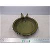 Image 1 : Green ceramic bird bath - 13" round