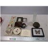 Image 1 : (3) Coaster set + misc + framed butterfly