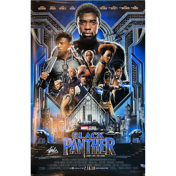 Black Panther cast signed movie poster