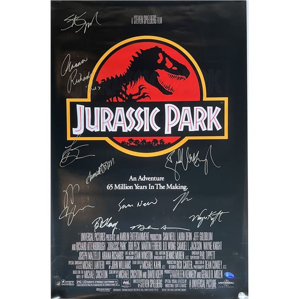 Jurassic Park cast signed movie poster