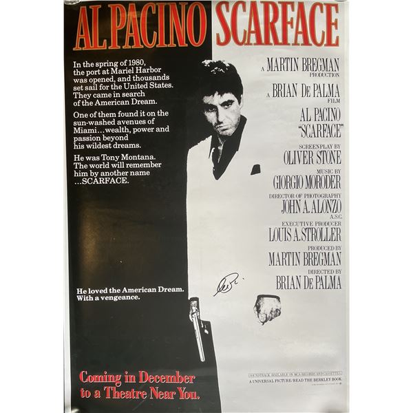 Scarface Al Pacino signed movie poster.