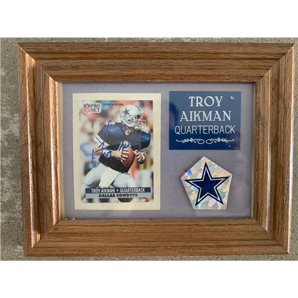 Dallas Cowboys Troy Aikman signed trading card and plaque