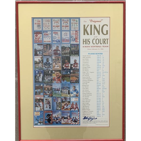 King And His Court Eddie Feigner signed commemorative mini poster