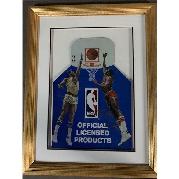 Larry Bird and Magic Johnson signed NBA promotional cut out