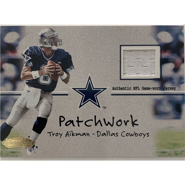 Troy Aikman football card and game used jersey swatch