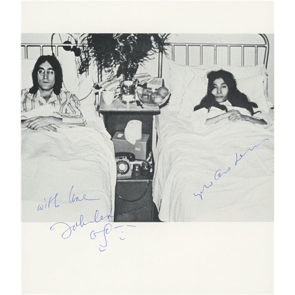 John Lennon and Yoko Ono signed photo