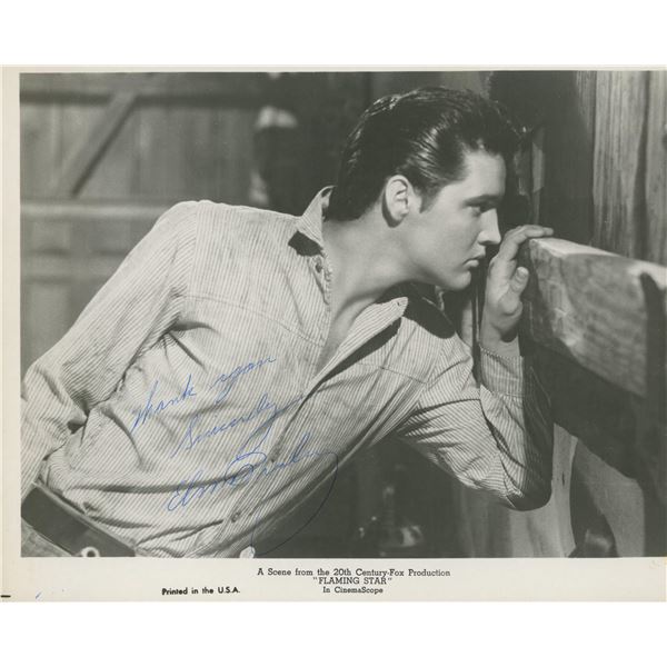 Elvis Presley signed "Flaming Star" movie photo