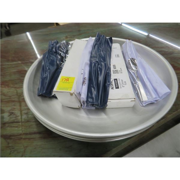 Aluminum Serving Platters 4 w/Flatware