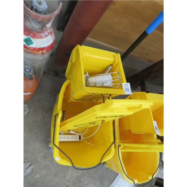 Mop Bucket w/Safety Sign