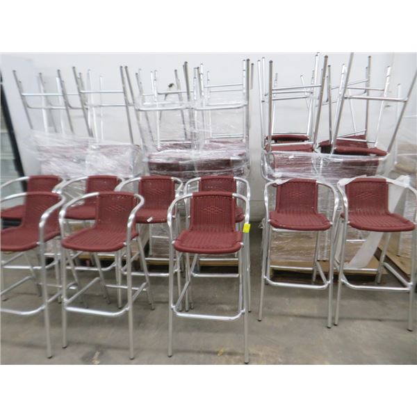31 New Red Wicker / Aluminum Bar Stool  31 x $