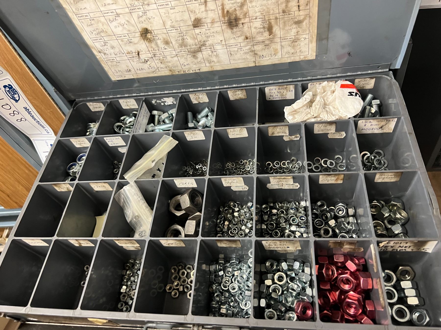 4 DRAWER BOX OF METRIC FASTENERS. 3MM-10MM. BOLTS, WASHERS, NUTS AND ...