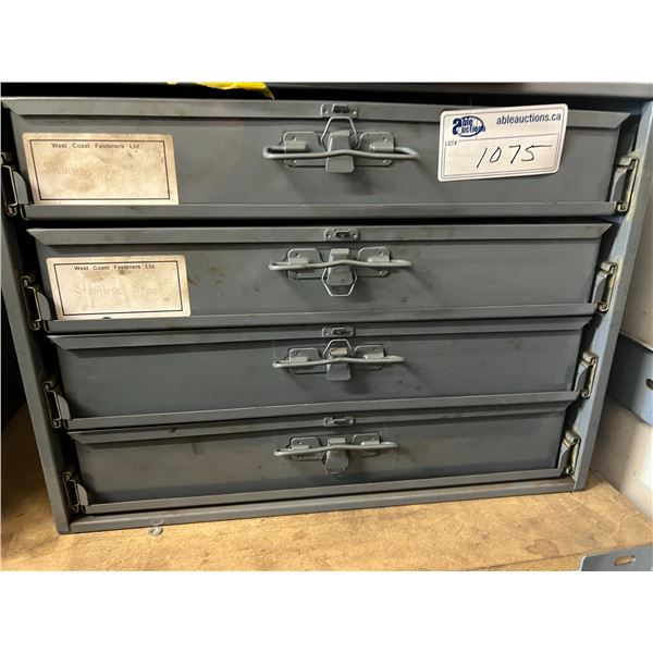 4 DRAWER BOX OF FASTENERS. STAINLESS STEEL STANDARD.