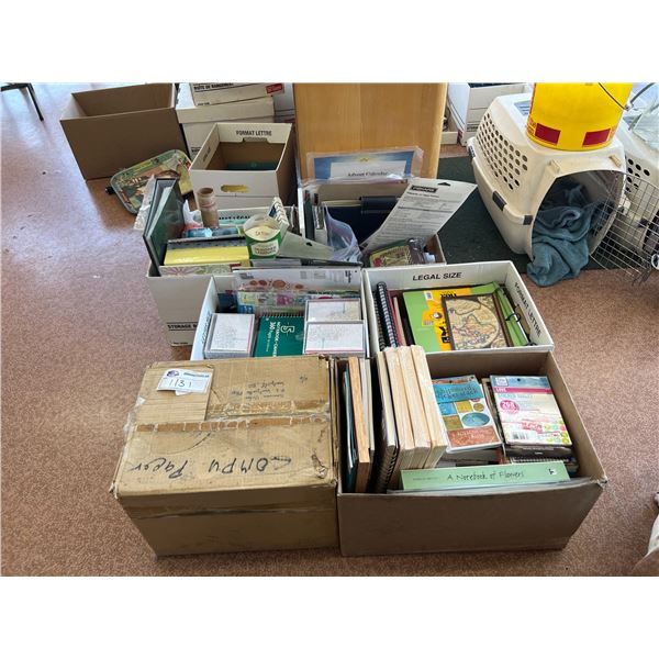 LARGE LOT OF CRAFTING TYPE SUPPLIES- CARDS, PAPER, FOLDERS, BOOKS, STICKERS, DRAWING BOOKS,