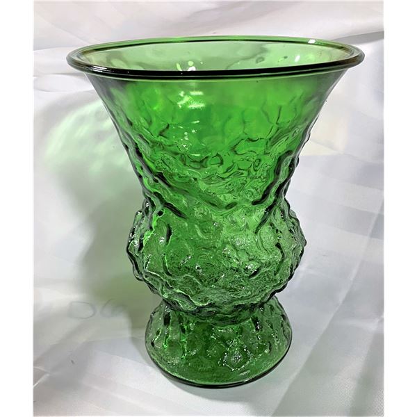 Emerald Green Crinkle Vase , 1990s