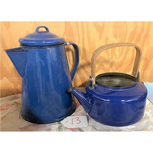 Blue Spackle Coffee Pot, Vintage Tea Pot