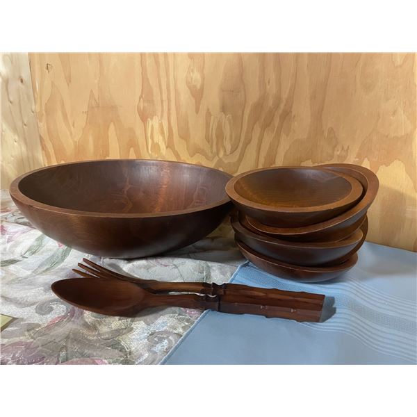 NEW Wood Salad Bowl Set