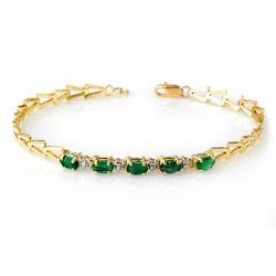 1.10 ctw Emerald Ladies Bracelet Yellow Gold Jewelry