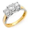 Three-Stone 0.75 ctw Diamond Ring Gold Jewelry