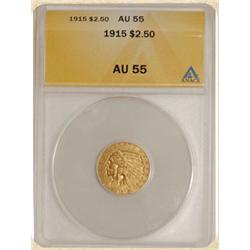 1915 $2.5 Indian AU55 ANACS
