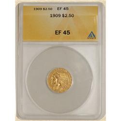 1909 $2.5 Indian EF45 ANACS