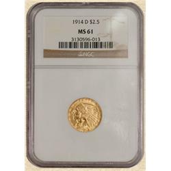 1914-D $2.5 Indian MS61 NGC