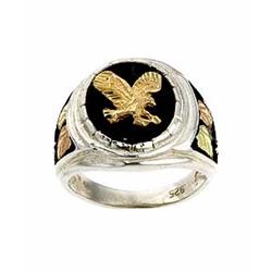 Black Hills Gold Silver Onyx Eagle Ring