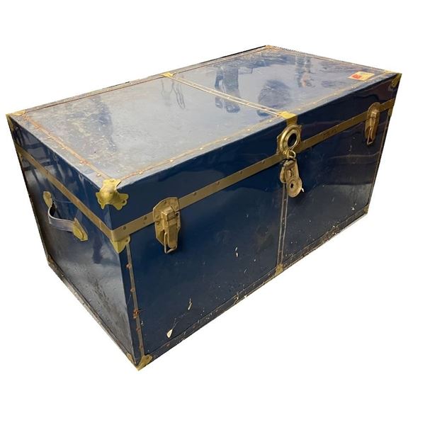 Large Blue Steamer Trunk , 40" x 21" x 21"