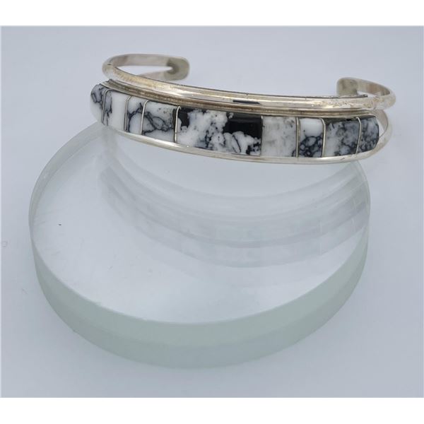 Zuni Sterling White Buffalo Turquoise Bracelet