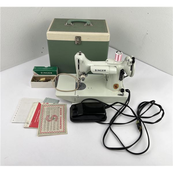 Singer 221K White Featherweight Sewing Machine