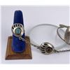 Image 2 : Navajo Bear Paw Turquoise Slave Bracelet Set