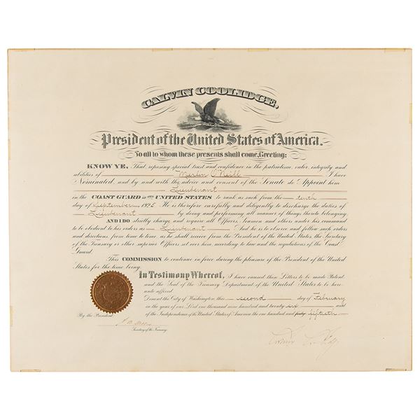 Calvin Coolidge Document Signed as President