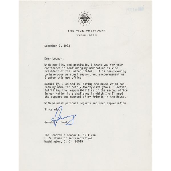 Gerald Ford Typed Letter Signed as Vice President