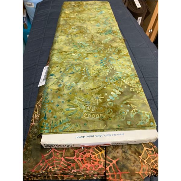 Assorted Bolts of Fabric- Green Tye Dye, Spiderwebs (approx 12m)