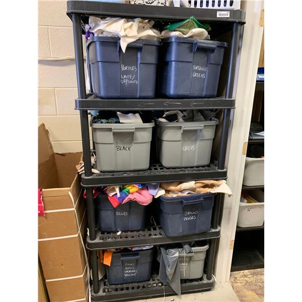 4 Tiered Shelving Unit-Plastic with contents