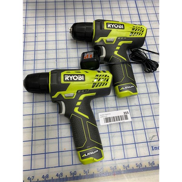 Ryobi Cordless Lithium Drills lot of 2 with charger