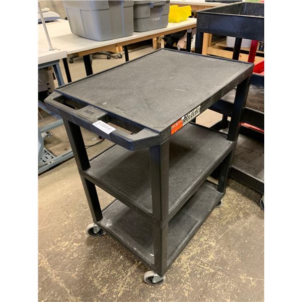 Rubbermaid Industrial Rolling 4 wheel flat top stock Cart - Black