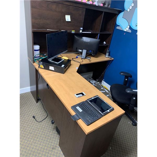 Large Corner Desk with Hutch and side cabinet