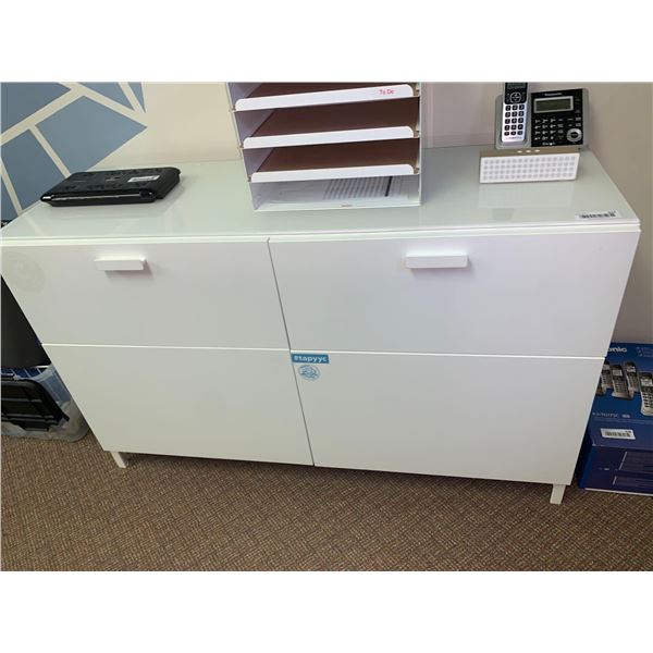 White Cabinet with Glass Top (see item description below for removal info)