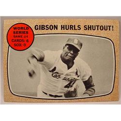 1968 TOPPS BASEBALL CARD NO. 154 GIBSON HURLS SHUT