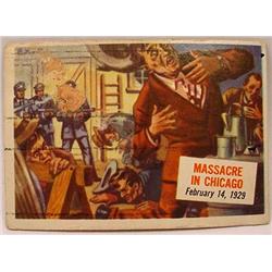 1954 TOPPS SCOOPS NO. 42 TRADING CARD MASSACRE IN 