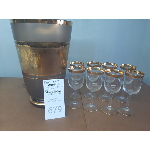 Amber & Gold Vase & Goblets Cat B