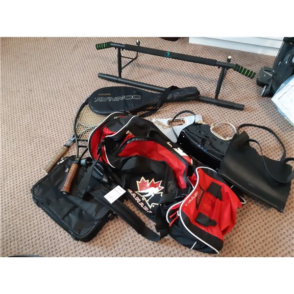 Sport Bag, Tennis Rackets & Body Rox Pull up Bar Cat B