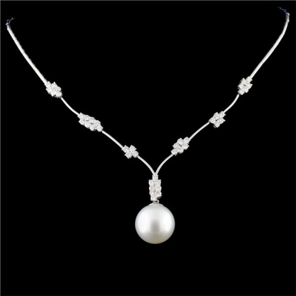 18K Gold 14MM Pearl & 1.82ctw Diamond Necklace