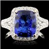 Image 1 : 18K Gold 3.89ct Tanzanite & 0.54ctw Diamond Ring