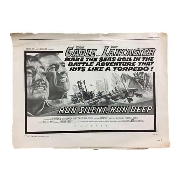 Run Silent Run Deep (1958) Publicity Press Book